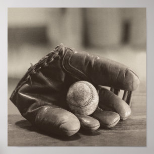 Poster Nostalgie de base-ball - gant et base-ball