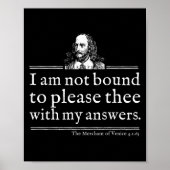 Poster Not Bound To Please Shakespeare Quote Shirt Theate (Devant)