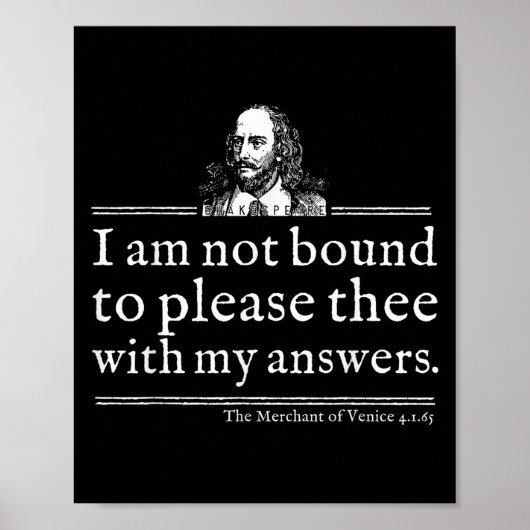 Poster Not Bound To Please Shakespeare Quote Shirt Theate (Devant)