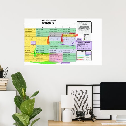 Poster Notable Mutations by Genetic Code of Amino Acids (Bureau à domicile)