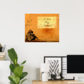 Poster Note d'amour sur le mur Militaire Missing You (Bureau à domicile)