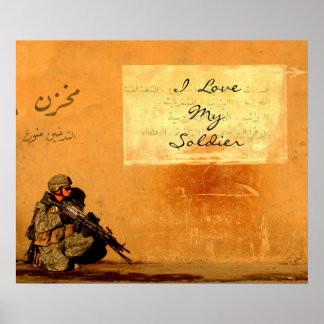 Poster Note d'amour sur le mur Militaire Missing You