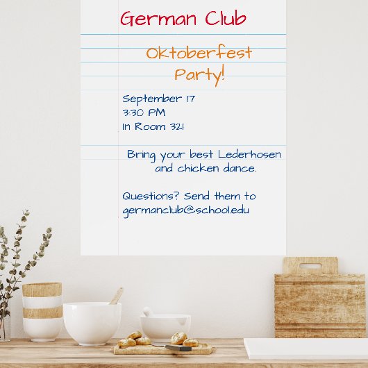 Poster Note géante Papier couleur Faire-part mémo (Cuisine)