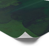 Poster note musicale, clef à trois, aquarelle verte (Coin)