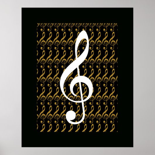 Poster note musicale, clef à trois, graphique cool (Devant)