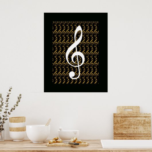 Poster note musicale, clef à trois, graphique cool (Cuisine)