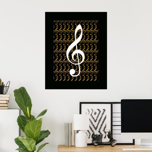 Poster note musicale, clef à trois, graphique cool (Bureau à domicile)