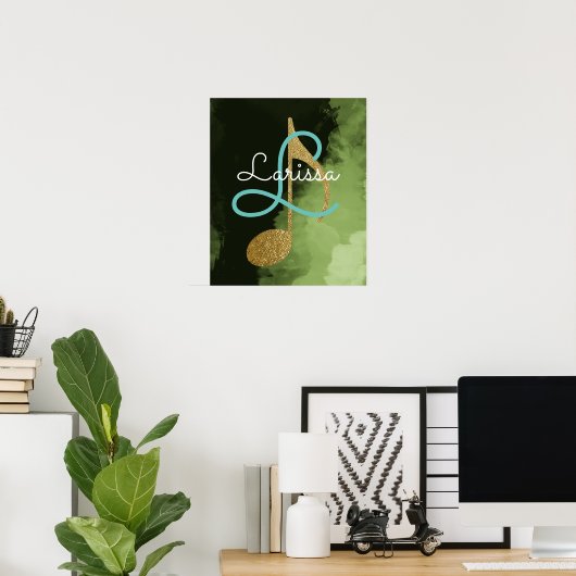 Poster Note musicale en or (Bureau à domicile)