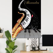 Poster Note musicale Saxophone Piano personnalisé (Bureau à domicile)