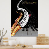 Poster Note musicale Saxophone Piano personnalisé (Cuisine)