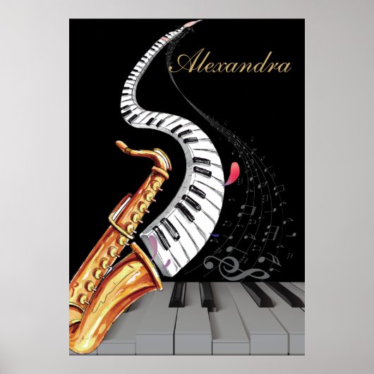 Poster Note musicale Saxophone Piano personnalisé (Devant)