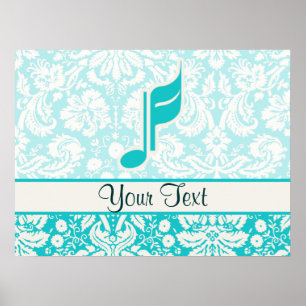 Poster Note turquoise de musique