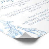 Poster Notes de couche Toile bleue Safari Baby shower ani (Coin)