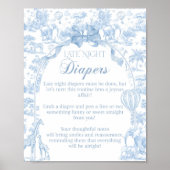 Poster Notes de couche Toile bleue Safari Baby shower ani (Devant)