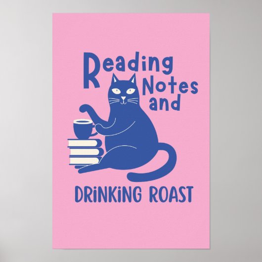 Poster Notes de lecture et café torréfié drôle (Devant)