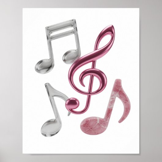 Poster Notes de MUSIQUE argentées Chic Design Gras (Devant)