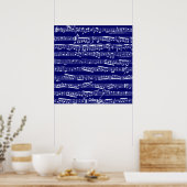 Poster Notes de musique bleu marine (Cuisine)