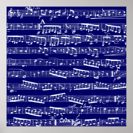 Poster Notes de musique bleu marine (Devant)