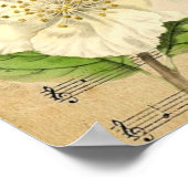 Poster notes de musique botanique moderne oiseau français (Coin)