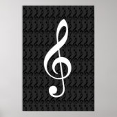 Poster notes de musique, clé treble, graphique cool b&w (Devant)