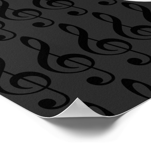 Poster notes de musique, clé treble, graphique cool b&w (Coin)