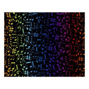 Poster Notes de musique colorées dansantes Amoureux de la
