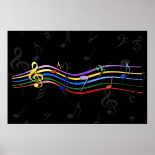 Poster Notes de musique couleur arc-en-ciel