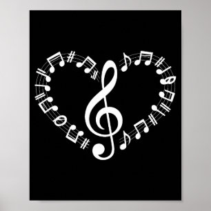 Poster Notes de musique en forme de cœur Amoureux de musi