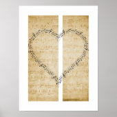 Poster Notes de musique en forme de coeur sur la musique  (Devant)