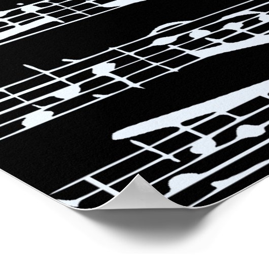 Poster Notes de musique en noir et blanc (Coin)