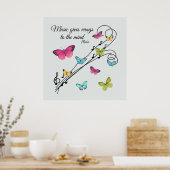 Poster Notes de musique et papillons (Cuisine)