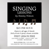 Poster Notes de musique, leçons de vocalisme publicité (Devant)