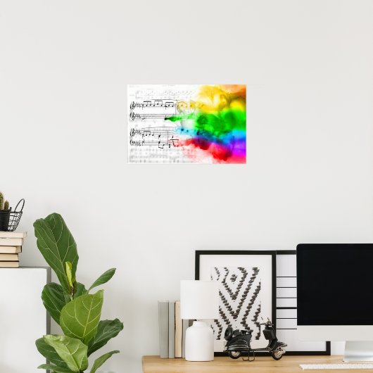 Poster Notes de musique Rainbow (Bureau à domicile)