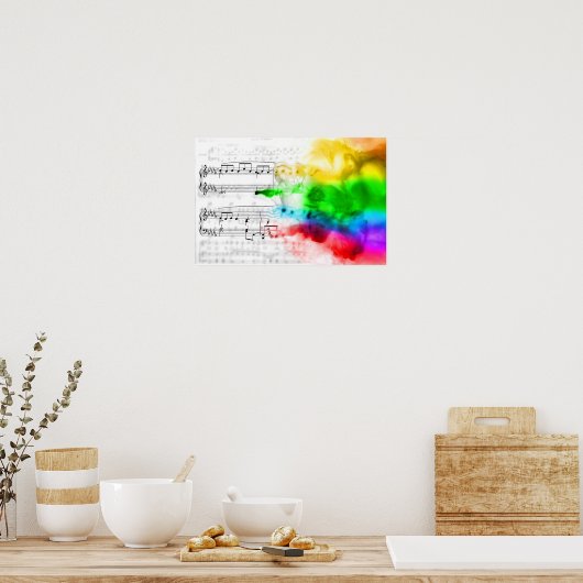 Poster Notes de musique Rainbow (Cuisine)