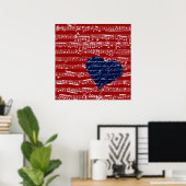 Poster Notes de musique rouge (Bureau à domicile)