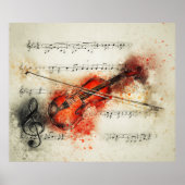 Poster Notes de musique violon aquarelle (Devant)
