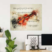 Poster Notes de musique violon aquarelle (Bureau à domicile)