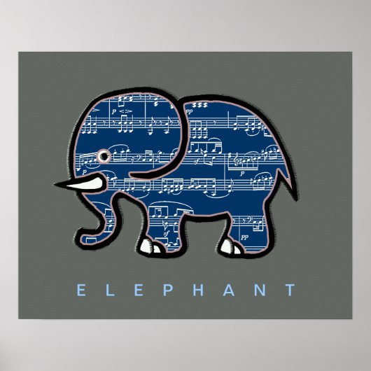 Poster notes d'éléphant et de musique (Devant)