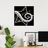Poster Notes d'or de l'étoile musicale (Bureau à domicile)