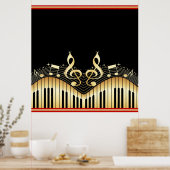 Poster Notes Gold et Black Music Arrière - plan noir (Cuisine)