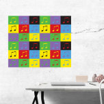 Poster Notes musicales 8e Motif d'art pop<br><div class="desc">Aimez-vous l'art à thème musical ? Aimez-vous le pop art ? Cette affiche est composée d'un motif pop art de 8ème notes musicales en jaune,  vert,  violet,  bleu,  rouge et noir.</div>