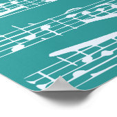 Poster Notes musicales Aqua Blue (Coin)