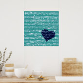 Poster Notes musicales Aqua Blue (Cuisine)