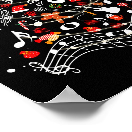 Poster Notes musicales Arbre de Noël Musical Enseignant M (Coin)