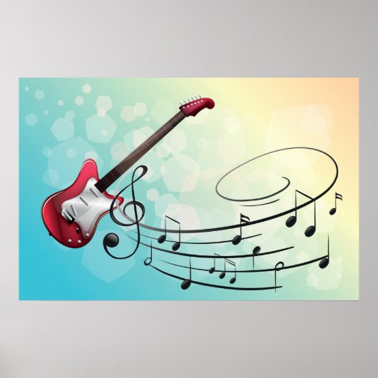 Poster Notes musicales de guitare électrique (Devant)
