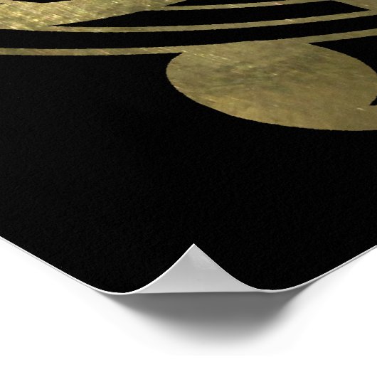 Poster Notes musicales d'or en forme ovale (Coin)