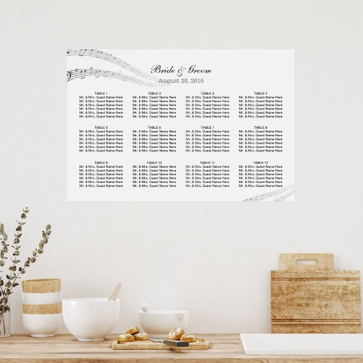 Poster Notes musicales Élégantes Graphique de siège Maria (Cuisine)