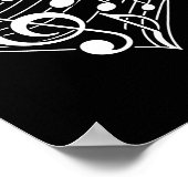 Poster Notes musicales en forme de cœur pour la Saint-Val (Coin)