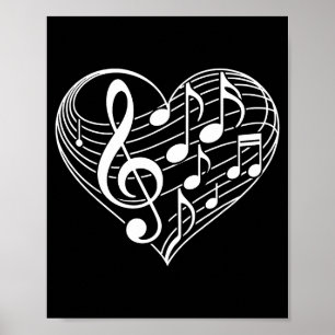 Poster Notes musicales en forme de cœur pour la Saint-Val