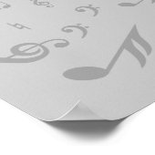Poster Notes musicales en noir et gris arc-en-ciel (Coin)
